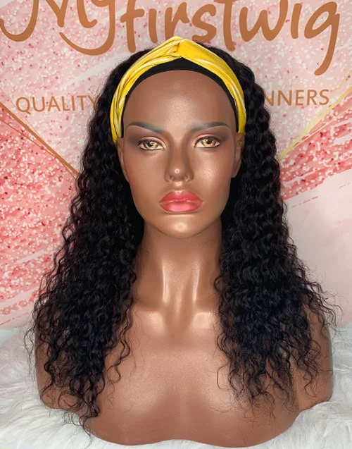 NATASHA - HUMAN HAIR CURLY HEADBAND WIG - HBW010