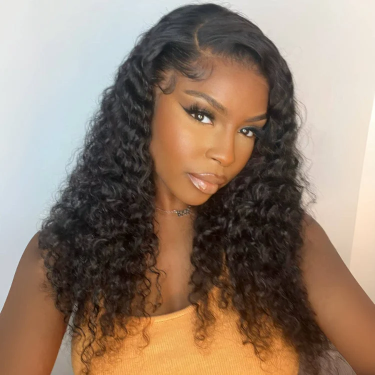 PrePlucked+KnotsBleached Curly 13x4 Frontal Lace Wig Side Part