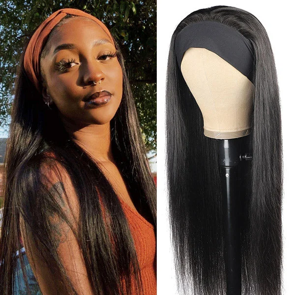 Straight Hair Headband Wig Put On & Go 32 Inch Long Wig with Headbands