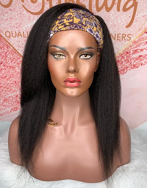 SYDNEY - HUMAN HAIR KINKY STRAIGHT LAYERED HEADBAND WIG - HBW027