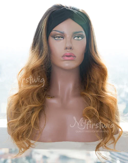 TAYLOR - HUMAN HAIR BLONDE WAVY HEADBAND WIG - HBW015