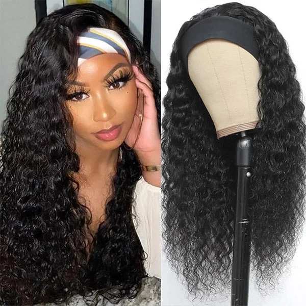 Water Wave Headband Wig 30 Inch Long Glueless Human Hair Wigs