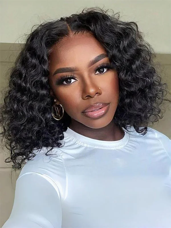 Wavymy Deep Wave Bob Wigs 4x4 Lace Closure Short Human Hair Wigs