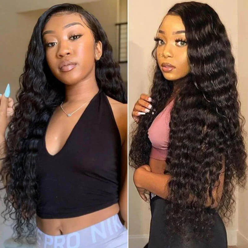 Wavymy Loose Deep Wave Wig Virgin Human Hair Full Lace Frontal Wig Natural Color