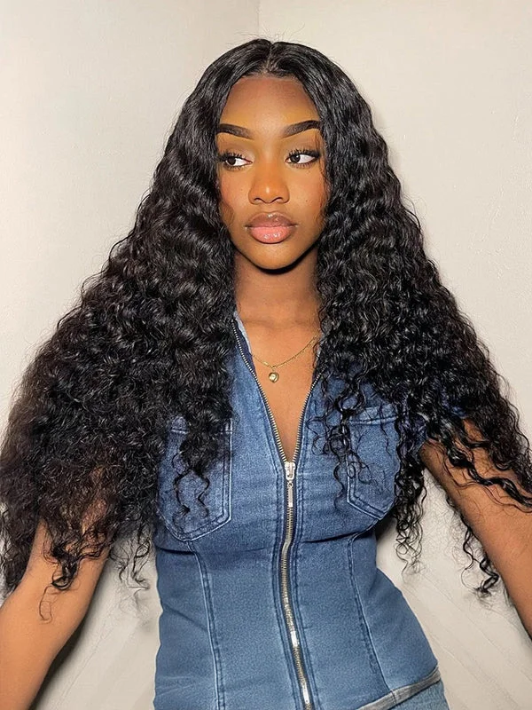 Wavymy New HD Lace Wigs Deep Wave Hair 13x4 Lace Front Wig Natural Black Color Human Hair Wigs For Women Pre Plucked