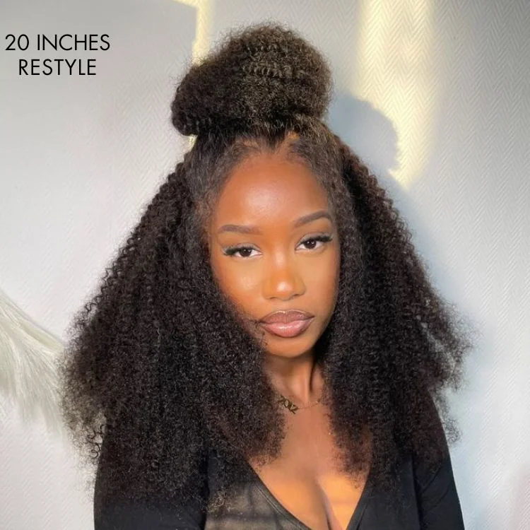 OUTLET |Afro Curly Glueless Undetectable Invisible 13x4 Lace Frontal Wig 20 Inches