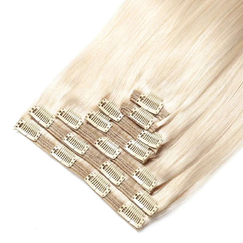 Clip In Hair Extensions #60b Light Vanilla Blonde 17"