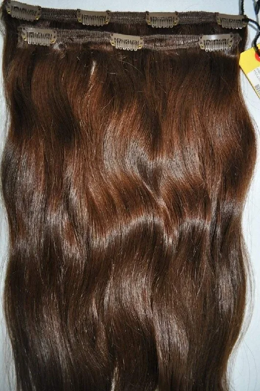 2 Piece Clip-in SET - Remy Pure Natural Wavy 18 Inch Dark Brown 004