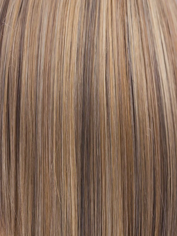 BUTTER PECAN-R | Rooted Dark with a Light Golden Blonde base with Brown and Medium Auburn evenly blended lowlights