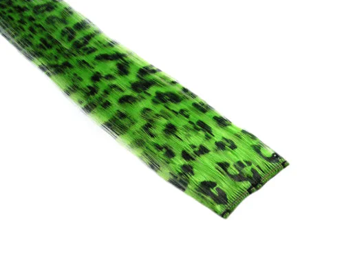 Clip In Colour Hair Streaks - Green Leopard Print