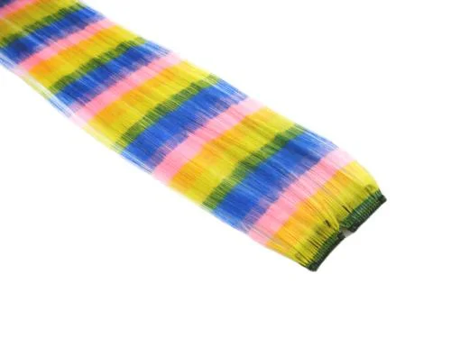 Clip In Colour Hair Streaks - Pastel Rainbow Stripe