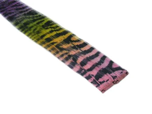 Clip In Colour Hair Streaks - Pink / Yellow / Green / Purple Pastel Tiger Ombre