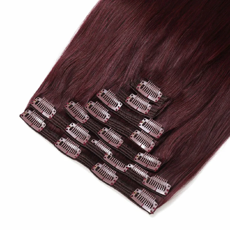 Clip In Hair Extensions #99J Burgundy 17"