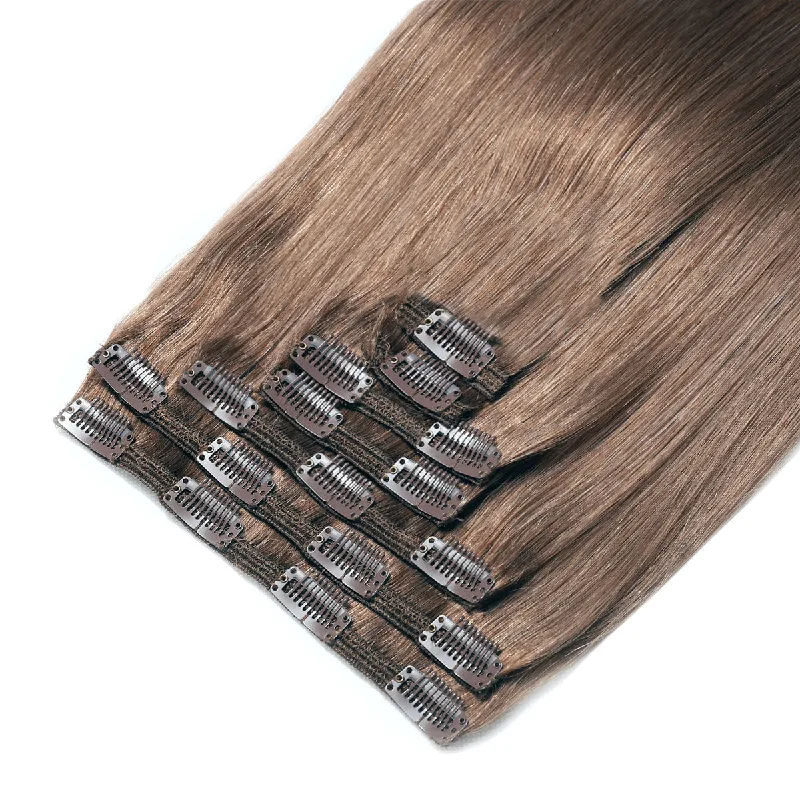 Clip In Hair Extensions #8a Ash Brown 17"