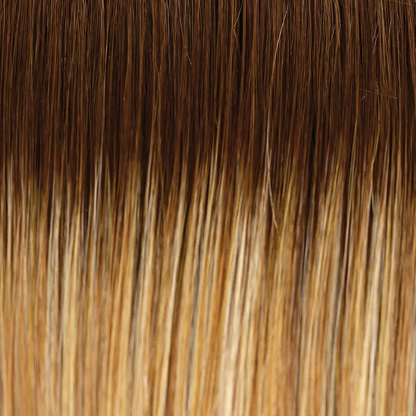 14/26/R10 | Light Red Brown Gold Blonde Highlights Rooted Medium Brown