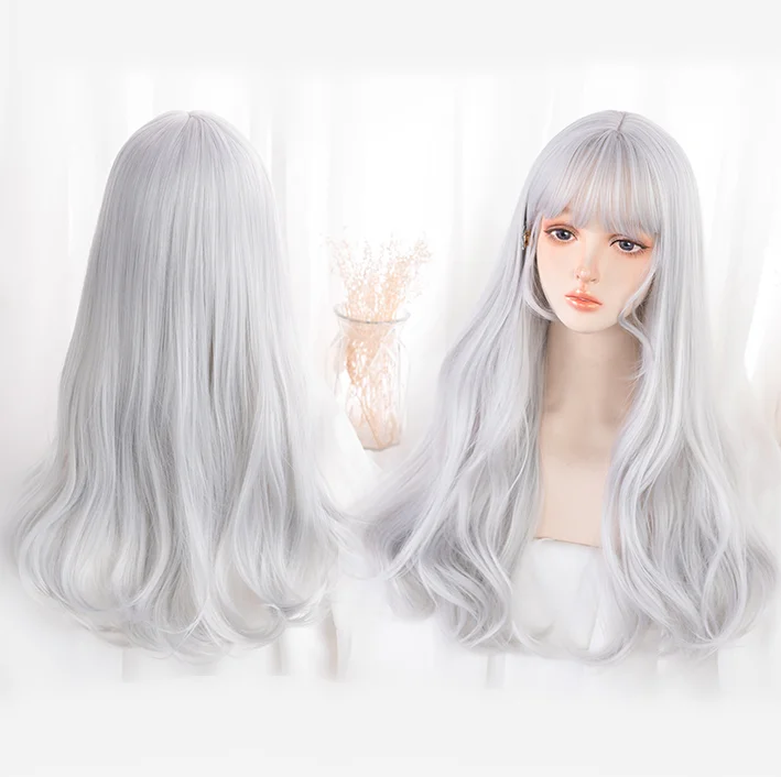 Lolita silver long curly wig yv30214