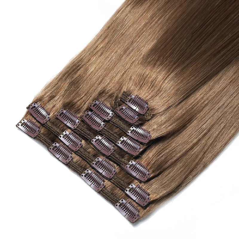 Clip In Hair Extensions #6 Medium Brown 17'