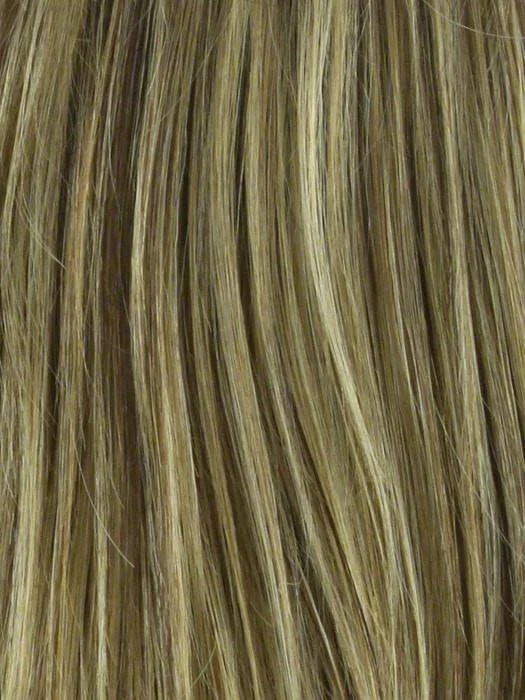 BUTTER PECAN-R Rooted Dark Blonde with Light Golden Blonde Base Evenly Blended with Brown and Medium Auburn