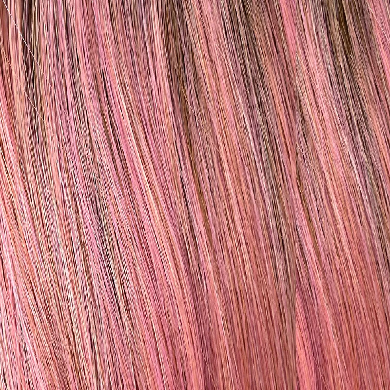 Dusty Rosa | combines pink and violet with a mixture of ash blonde and pure blonde highlights. Roots are a combination of light and medium brown, blended with a cool-toned dusty rose