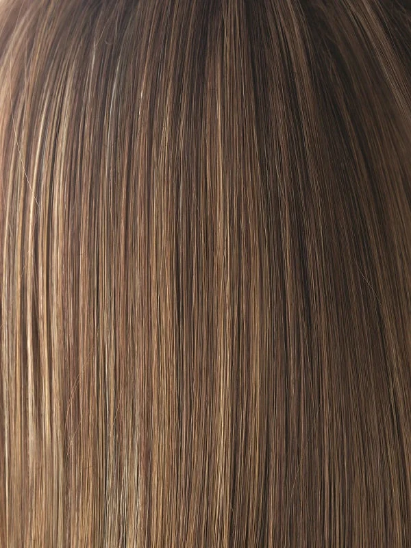 ALMOND SPICE-R | Dark Brown with Medium Brown Base with Honey and Platinum Blonde Highlights and Dark Brown roots