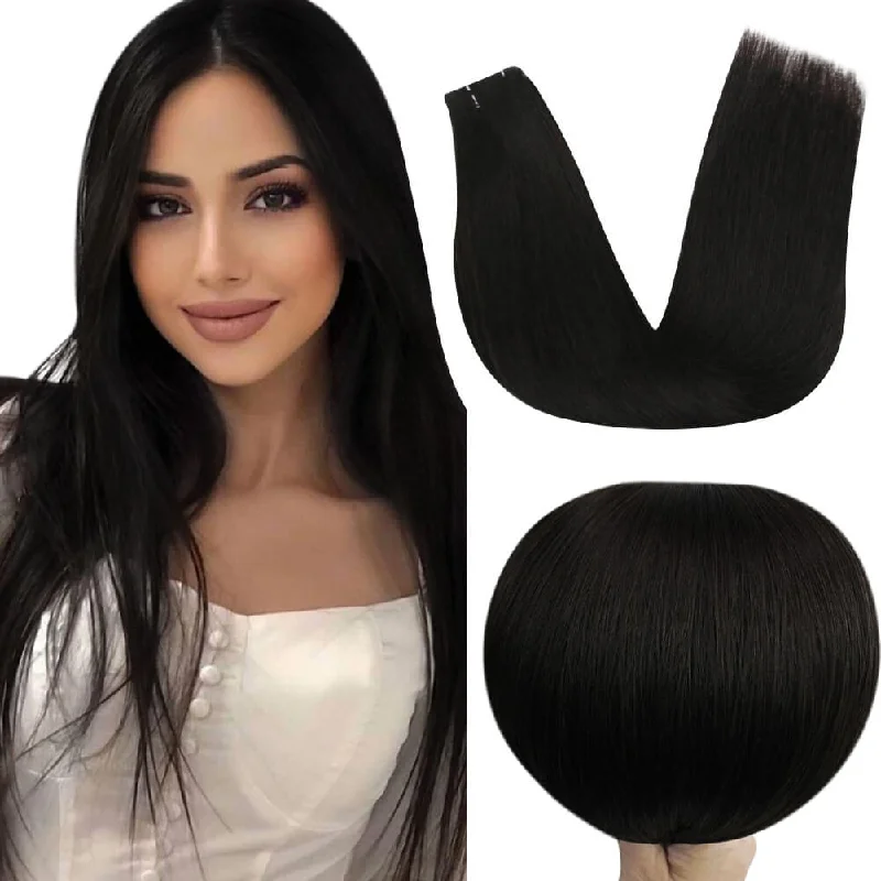 [US] Moresoo Virgin Bundles Invisible Genius Weft Brazilian Human Hair Off Black (#1B)