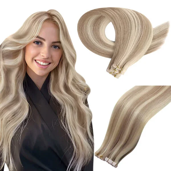 [US] Tape In Hair Extensions Moresoo Skin Weft Virgin Human Blonde Hair (#P18/613)