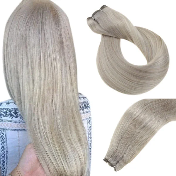 [US]Moresoo Sew In Machine Weft Human Hair Virgin Bundles Highlight Blonde (#P19A/60)