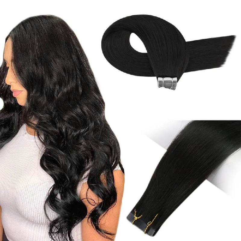 [US]Moresoo Virgin Brazilian Tape In Hair Extension Darkest Brown Straight Hair (#2)