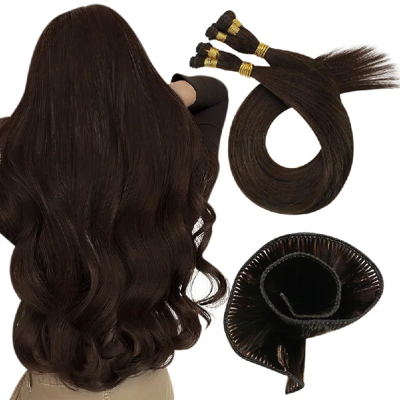 [US]Moresoo Virgin Hair Hand Tied Weft Real Human Hair Chocolate Brown (#4)