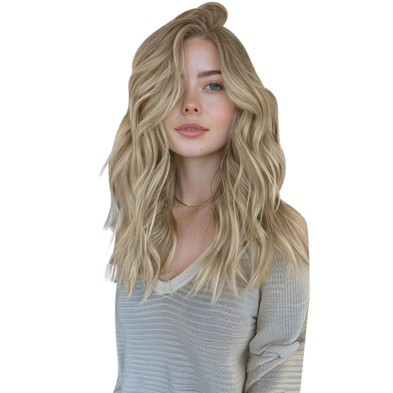 [US]Moresoo Virgin Hand Tied Real Human Sew In Weft Blonde Balayage Hair (#8/8/613)