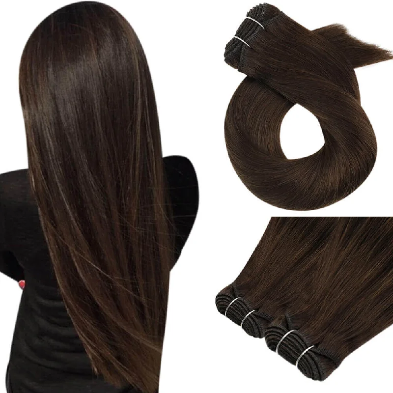 [US]Moresoo Virgin Machine Hair Weft Sew In Weft Human Hair Bundles Darkest Brown(#2)