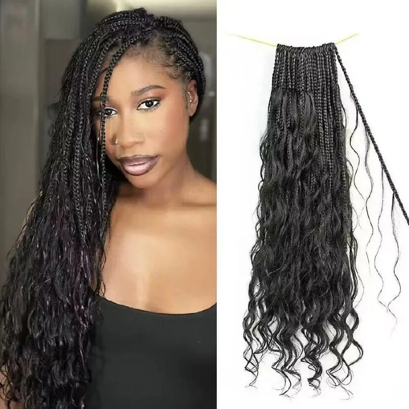 WOWANGEL Boho Crochet Box Braids with Human Hair Curls Loose Wave Pre-Looped Crochet Hair