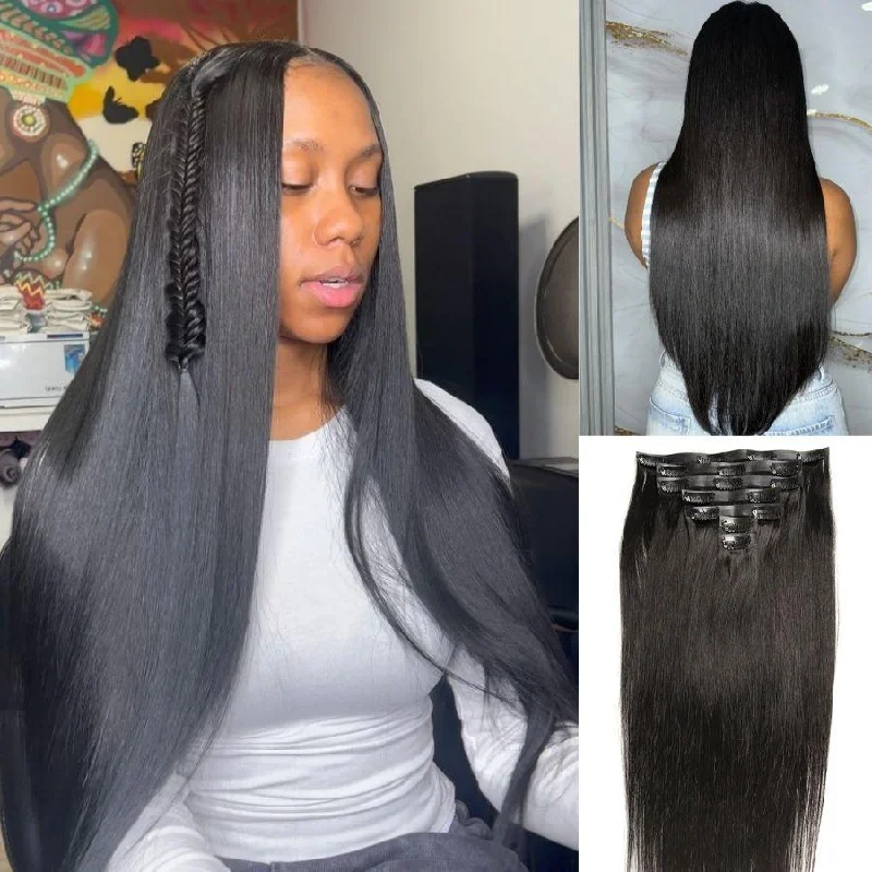 WOWANGEL Straight Seamless Clip In Hair Extensions