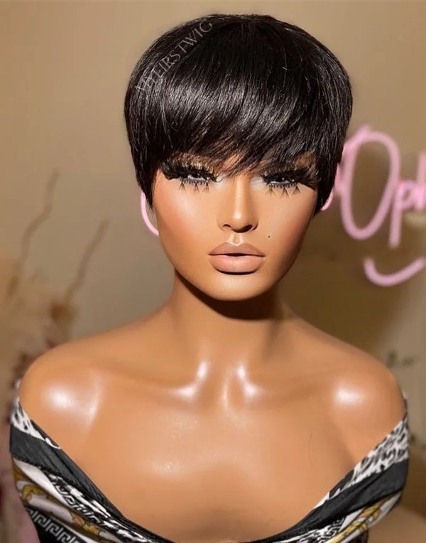 10 Inch Pixie Cut Short Bob Glueless Human Hair Lace Wig / Closure Wig - OPH002