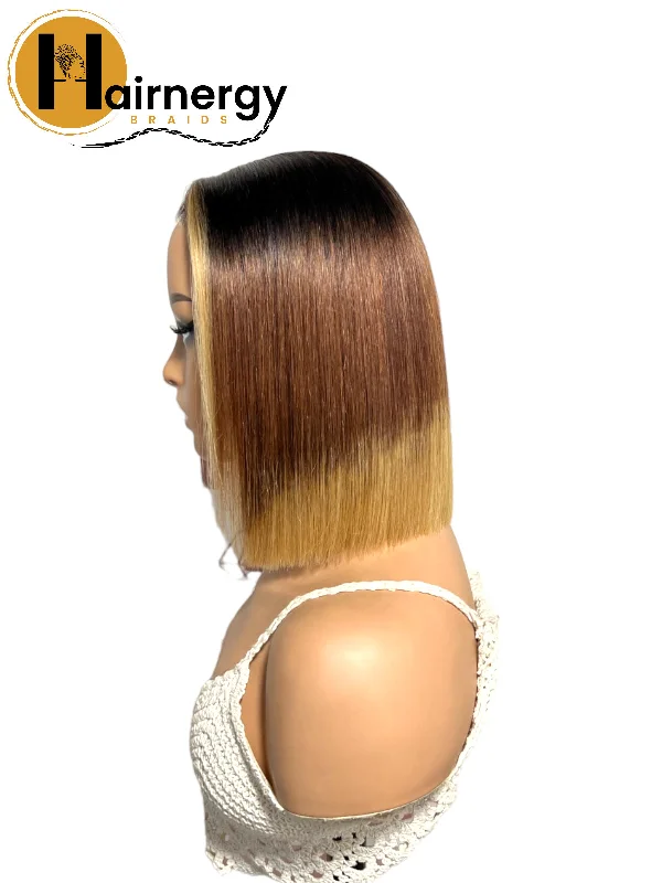 Balayage Dark root/ Brown/ 27. Wear & Go Glueless Straight Bob Wigs 180% Density 4×6 HD Lace Closure Wig Human Hair