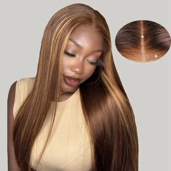 Highlight Honey Blonde Pre Plucked Wear Go Glueless Wigs Straight Hair HD Lace Front Wigs 180% Density