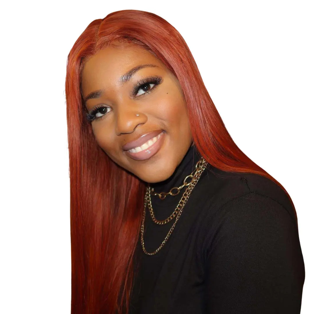 Rio Bebe 100% Human Hair Pre-Part 13X6 HD Lace Middle Part Wig - Ginger -26" - Nancy